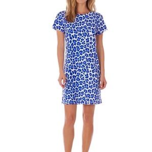 Jude Connally blue leopard print shift dress